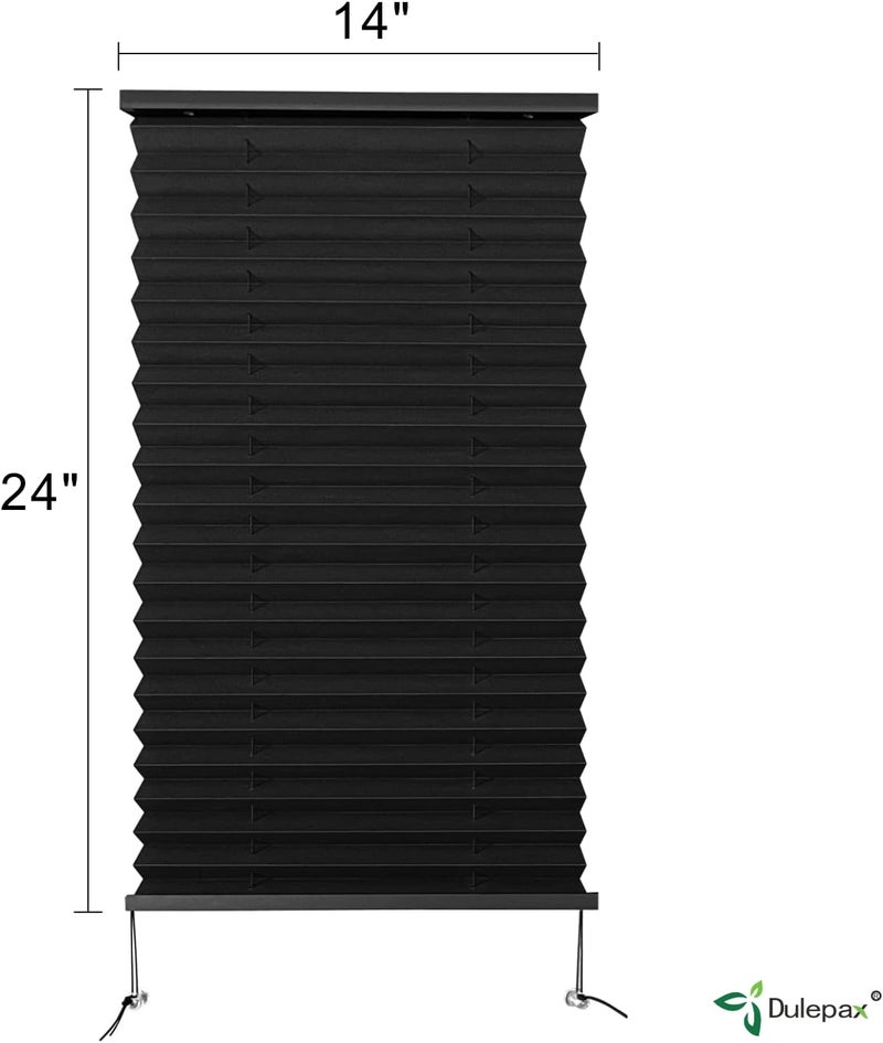 Dulepax RV Blinds - Pleated Shades, 14" W x 24" L Black RV Window Shades for Camper, Travel Trailers, Motorhome's Window - Image 2